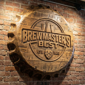 Oversized Custom Wooden Bottle Cap Sign