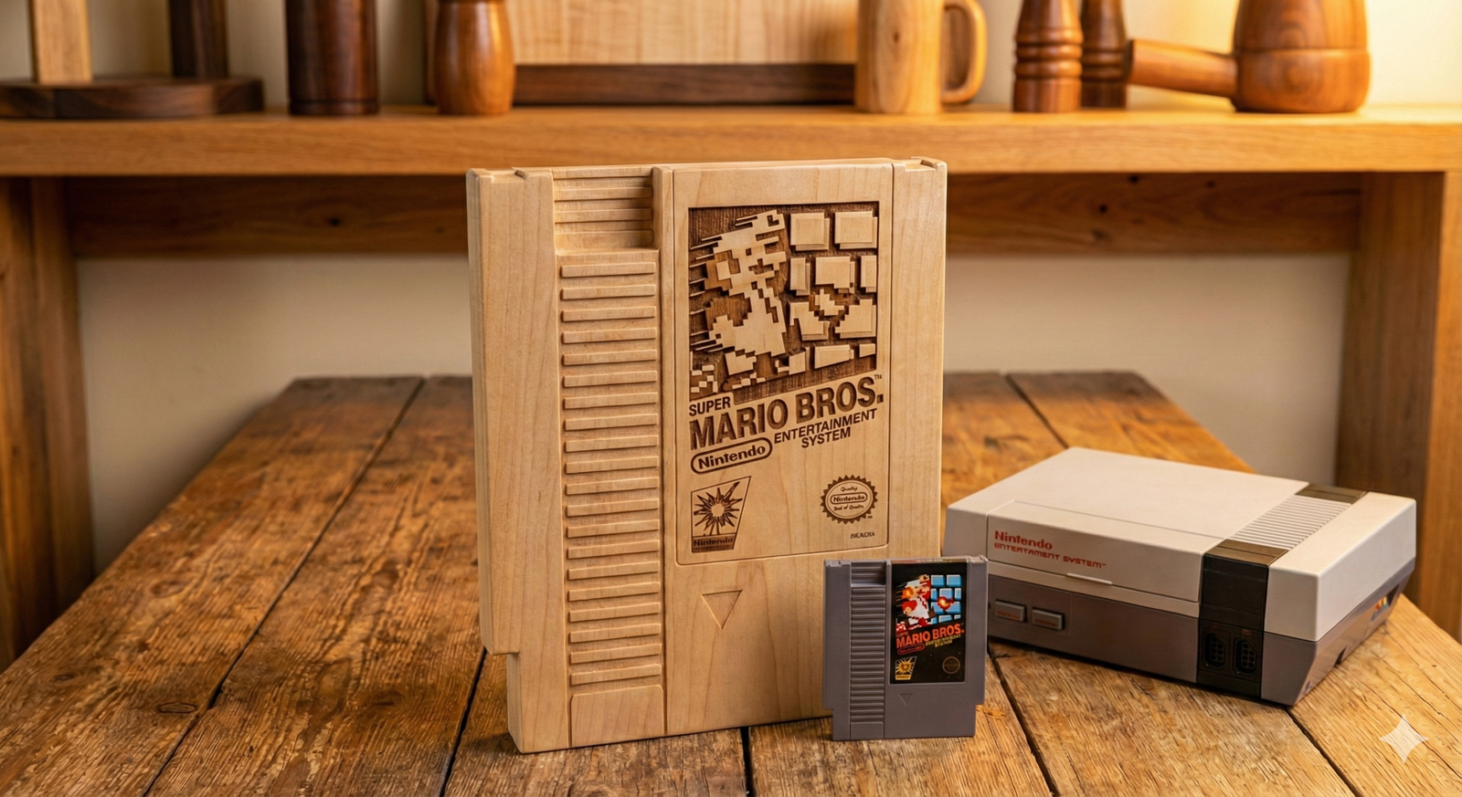 Oversized Wooden NES Cartridge Replica